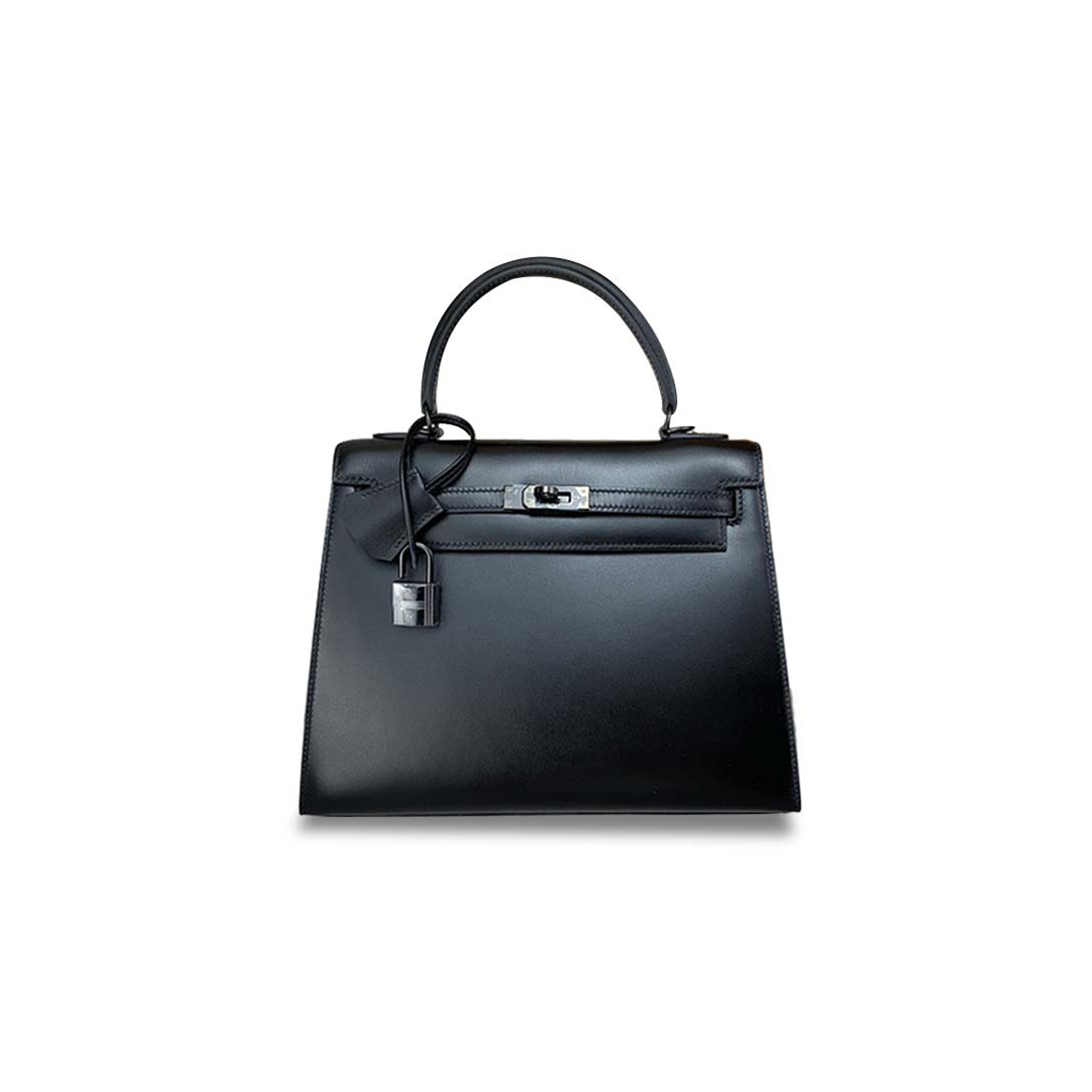 HERMÈS BLACK BOX KELLY 25 BLACK GUN BUCKLE HARDWARE (25*17*7cm) 